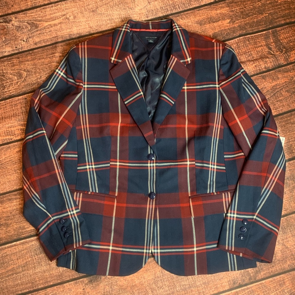 Tommy Hilfiger Plaid Blazer Jacket Size 16 NWT